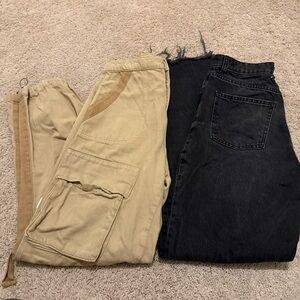 Zara Pants Bundle Black Denim Jeans & Khaki Cargo Joggers - Two-Pack